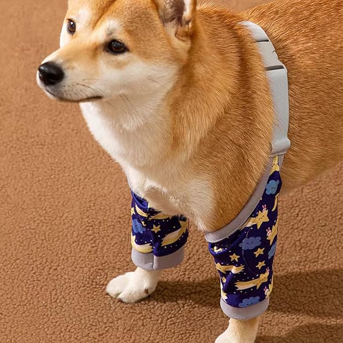 ROZKITCH Dog Surgery Leg Sleeve for Front Legs, Pet Prevent Licking Wound Elbow Knee Protector, Dog Leg Sleeve to Stop Licking Cone Collar Alternative for Sprain ACL CCL Arthritis Blue 2XL