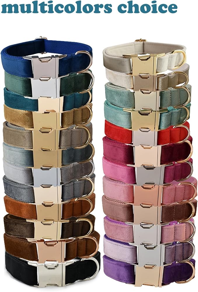 Love Dream Velvet Dog Collar and Leash Set, Soft & Comfy Adjustable Dog Leash and Collar with Heavy Duty Metal Buckle for Small Medium Large Dogs Training & Walking (Medium, Rose)