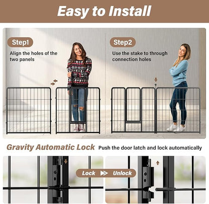Simple Deluxe Dog Playpen Outdoor, Portable Dog Playpen for Travel, Camping, 32" Height 16 Panels Heavy Duty Dog Pen for Small/Medium Dogs, Black