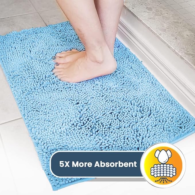 Muddy Mat® | Super Absorbent Door Mat Indoor, Microfiber Quick Dry Chenille Entryway Rug, Non-Slip Front Door Mat, Indoor Mats for Entryway, Machine Washable Pet Rug, Sky Blue 24"x36"