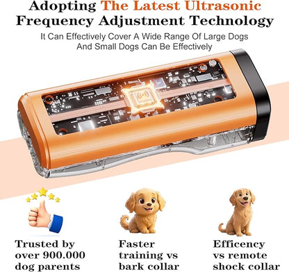 2 Pack Dog Bark Deterrent Devices Rechargeable Anti-Barking Device for Dogs 50ft Long Range Ultrasonic Correct Your Dog's Bad Behavior at the Push of aButton Better Than Shock Collars