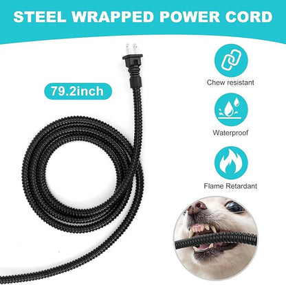 Large Heated Water Bowl for Dog & Cat, Waterproof Heated Pet Bowl Heater for Chickens Rabbit Livestocks, Heated Bird Bath for Winter, 108 OZ 30 Watts
