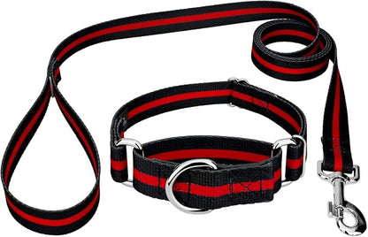 Country Brook Petz - Thin Red Line Martingale Dog Collar and Leash - Camouflage Collection Featuring Rugged Designs (1/2 Inch, 2XS)