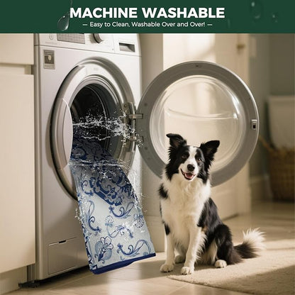 FXW Washable Pee Pads for Dogs, Leak-Proof & Non-Slip, Specifically Designed for 36inch Cages, 23" x 35" Rectangle, Mandala Blue, 2 Packs