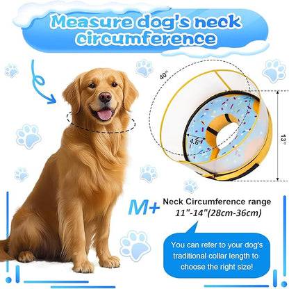 CNEO Inflatable Dog Cone Collar with Detachable Enhanced Anti-Licking Shield, Soft Neck Donut Collar for Dogs After Surgery, Adjustable Dog Cone Alternative for Large Medium Small Dogs & Cats