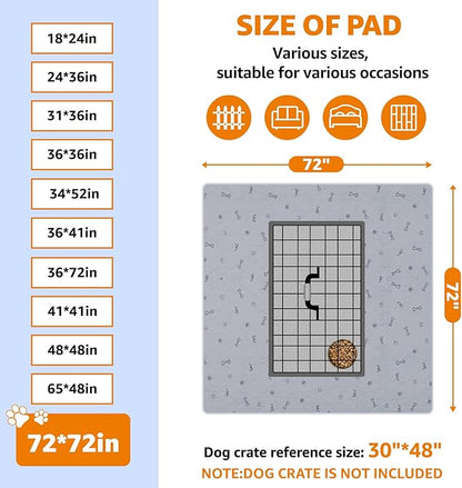 PICK FOR LIFE Washable Dog Pee Pad 72x72 Extra Large, Fast Absorbent Puppy Pads, Reusable Dog Training Pads Waterproof,Non-Slip Whelping Pad for Pet, Playpen, Incontinence, Housebreaking