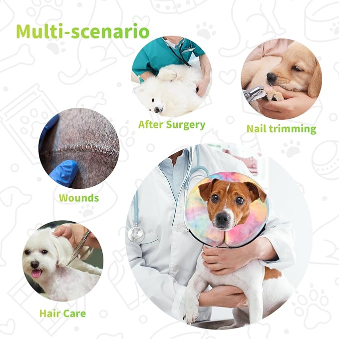 Dog Neck Collar Recovery E-Collar Alternative, Dog Donut Collar After Surgery for Dogs and Cats(Pink Blue, M)