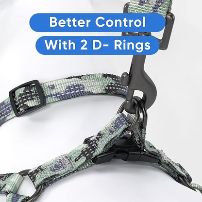 Pawtitas Reflective Step-in Dog Harness – Adjustable No-Pull Vest for Puppies to Seniors, Safe & Comfortable, XS Camo Grey