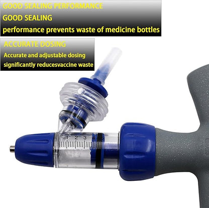 Poultry Injection Gun, Livestock Syringe with Bottle, Animal Automatic Continuous Syringes Precision injector, Reusable(A,2ML)