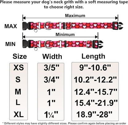 Valentines Pink Martingale Collar for Dogs with Buckle Adjustable Heart Dog Collars (Burgundy Love, Small)