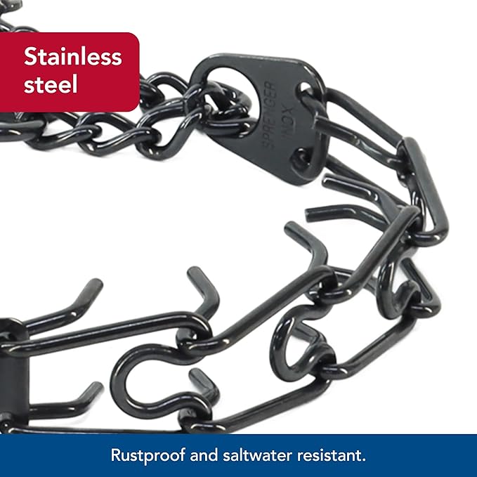 Herm Sprenger - Stainless Steel Ultra-Plus Prong Dog Training Collar - Black - 3.25 mm x 18" Neck Size; 22" Chain Length