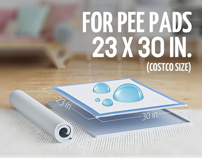 TidyFriend Dog Pee Pad Holder Tray Fits for 30” x 23” Pee Pads with Corner Lock Holes, Raised Edges, Non-Spill, Easy to Clean Silicone Dog Potty Tray Holder, For Indoor Floor Protection (Light Grey)