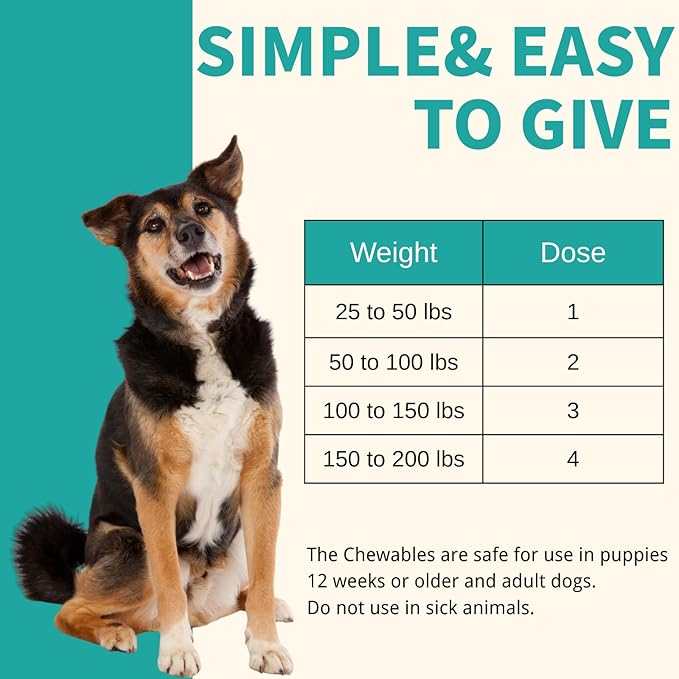 Pyrantel Pamoate and Praziquantel De-wormer Tablet for Medium and Large Dogs, Chewable Formula