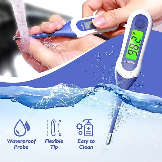 8s Fast Reading Oral Thermometer for Kids and Adults, Baby Digital Thermometer with 3 Color Backlit and Fever Alarm Medical FDA Basal Thermometer for Oral, Rectal, Underarm