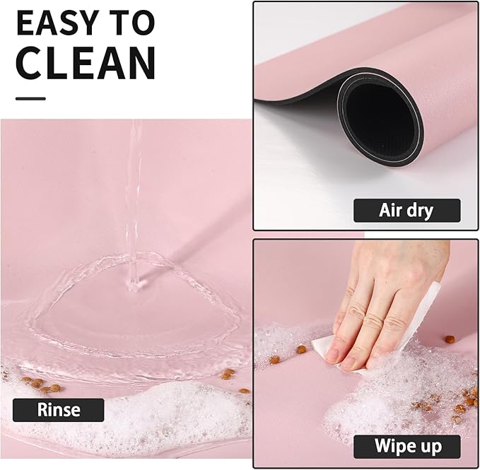 HotLive Dog Food Mat - Absorbent Cat Mat for Food and Water, No Stains Pet Feeding Bowl Mat, Easy to Clean Pet Placemats, Quick Dry Dog Water Dispenser Mat for Messy Drinkers | Pink 24"x36"