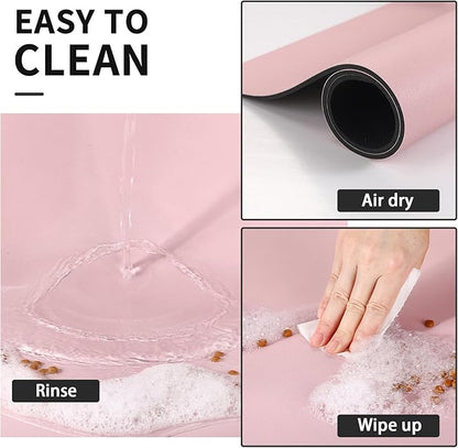HotLive Dog Food Mat - Absorbent Cat Mat for Food and Water, No Stains Pet Feeding Bowl Mat, Easy to Clean Pet Placemats, Quick Dry Dog Water Dispenser Mat for Messy Drinkers | Pink 18"x28"