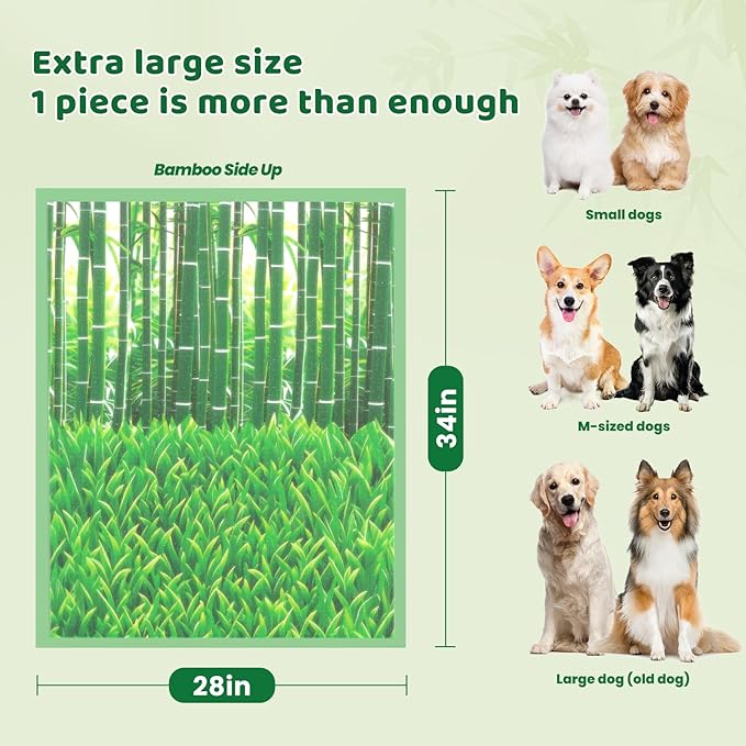 Puppy Pads XL 30 Count - 28"x34" Extra Large Pee Pads for Dogs Odor Blocking, Leak-Proof Potty Training Pad Super Absorbent, 6-Layer Leak-Bamboo Patterns Dog Pads