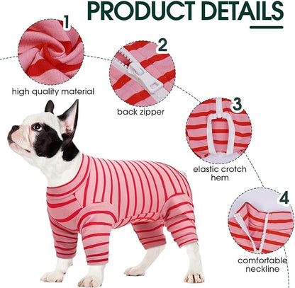 Kuoser Recovery Suit for Medium Dogs After Surgery, Long Sleeve Dog Surgery Recovery Suit, Dog Onesie for Abdominal Wounds Skin Disease, Red M