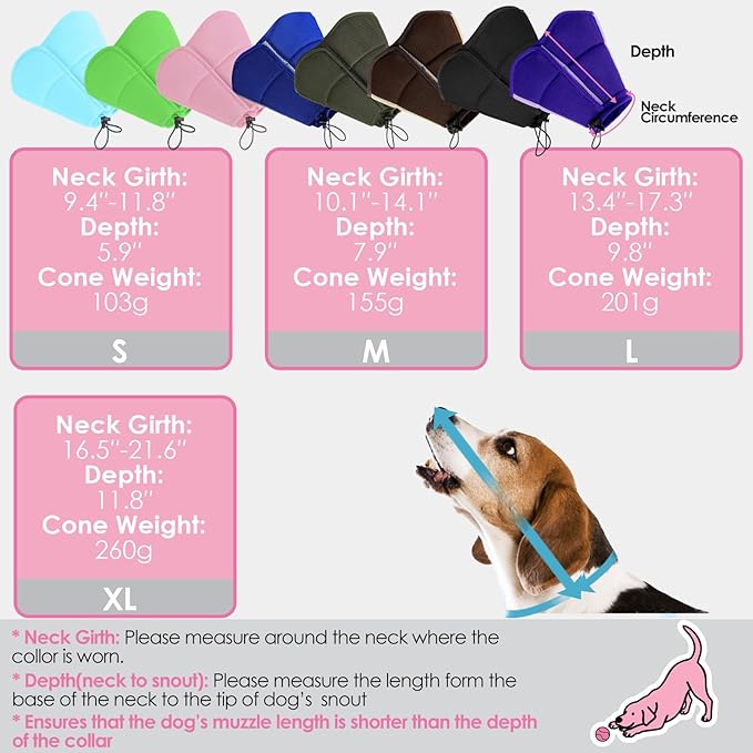 AOFITEE Dog Cone - Soft Cone for Dogs After Surgery, Comfy Cones for Large Dogs to Stop Licking, Adjustable Soft Dog Cone Collar, Elizabethan Pet E-Collar for Wound Healing, YellowGreen Large