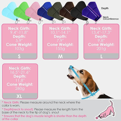 AOFITEE Dog Cone - Soft Cone for Dogs After Surgery, Comfy Cones for Large Dogs to Stop Licking, Adjustable Soft Dog Cone Collar, Elizabethan Pet E-Collar for Wound Healing, YellowGreen Large