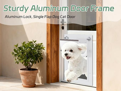 Heavy-Duty Weatherproof Dog Door for Wall and Door, Secure Double Flap Design with Aluminum Lock, for Indoor/Outdoor Use, Fits Pets Up to 40 lbs