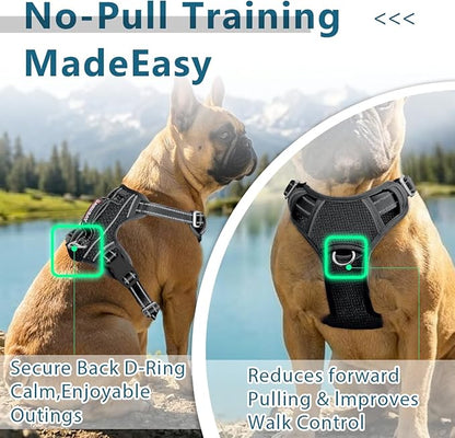 BARKBAY Dog Harness No Pull with ID Tag Pocket - Heavy Duty, Reflective, Easy Control for Large Dogs(Black,M)
