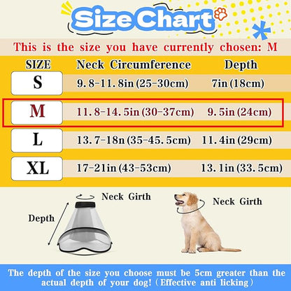 Upgraded Dog Cone Collar for Dogs After Surgery, Adjustable Dog Cone Collar for Large Medium Dogs,Breathable Elizabethan Pet Recovery Collar(Size:M)