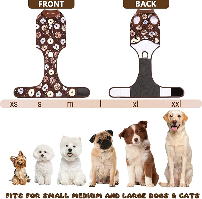 Dog Surgery Suit, Breathable Surgical Recovery Suit for Female Spay Male Neuter, Anti-Licking Surgical Recovery Suit for Abdominal Wounds Skin Disease, Brown, X-Small
