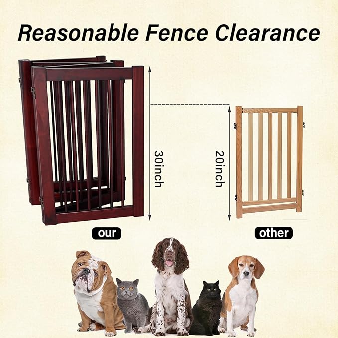 Dog Gate Indoor, Pet Gates for Doorways No Drilling, Freestanding Dog Gates, Foldable Pet Gate, Wooden Gates for Dogs Indoor- 4 Panel - 30" (Espresso, 4 Panel - 30")