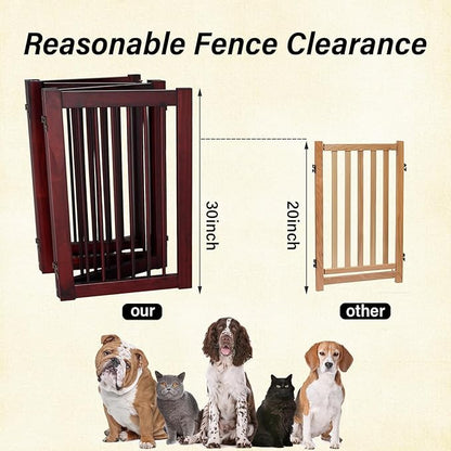 Dog Gate Indoor, Pet Gates for Doorways No Drilling, Freestanding Dog Gates, Foldable Pet Gate, Wooden Gates for Dogs Indoor- 4 Panel - 30" (Espresso, 4 Panel - 30")