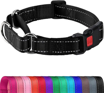 Joytale Martingale Collar for Dogs, Reflective Heavy Duty for Safety, Quick Release Buckle, Adjustable Nylon Collars for Puppy and XSmall Dogs Walking Training, Black,XS