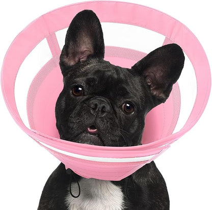 SAWMONG Soft Cone for Dogs – Medium Dog Recovery Collar, Adjustable E-Collar to Stop Licking After Surgery (M, Pink)