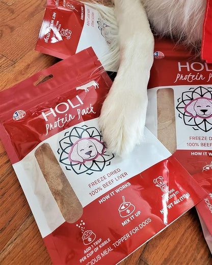 HOLI Beef Liver Powder Dog Food Topper – Freeze Dried Beef Liver Dog Topper for Dry Food – Single Ingredient, Human-Grade Meal Topper for Picky Dogs – Grain Free & All Natural - 4oz