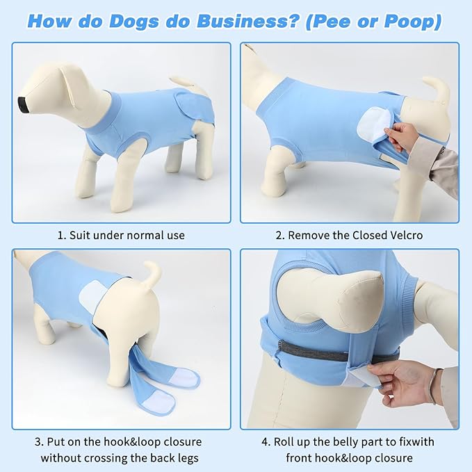 2 Packs Breathable Cotton Dog Recovery Suit for After Neuter Spay Abdominal Wounds Protector, Professional Anti-Licking Onesies for Male Female Pets Surgery Bandages, 2XL Black Blue Pure