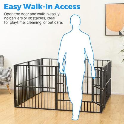 Dog Playpen - 32" Height Dog Pen, Heavy Duty Puppy Pen with Door, Safe & Sturdy, Easy Assemble for Indoor/Outdoor Pet Playpen (10 Panels with Door)