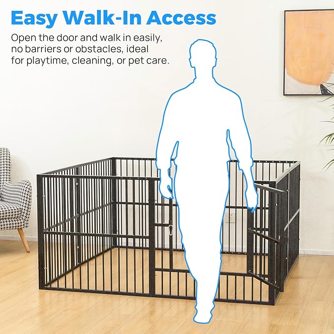 Dog Playpen - 32" Height Dog Pen, Heavy Duty Puppy Pen with Door, Safe & Sturdy, Easy Assemble for Indoor/Outdoor Pet Playpen (12 Panels with Door)