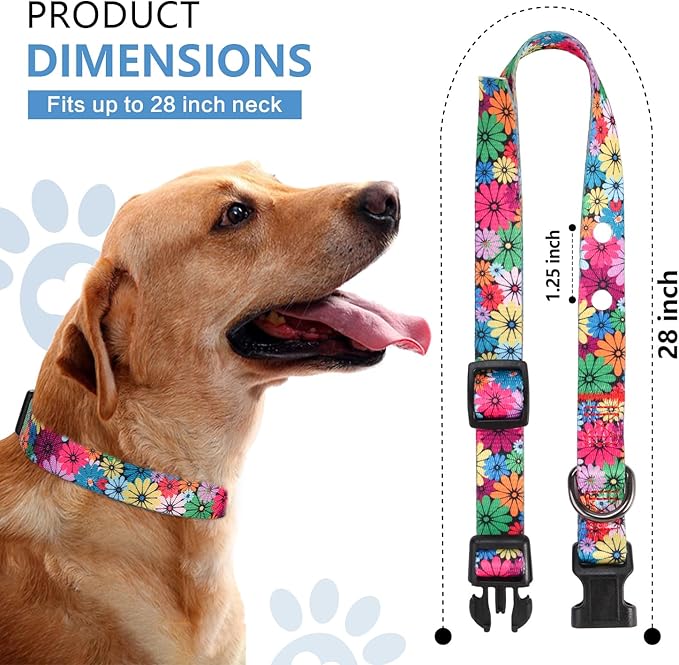 Rhea Rose 1 Inch Replacement Collar Strap Shock Collar with 2 Holes, Compatible with Nearly All Brands and Models of Underground Electric Dog Fences and Training Collars, Floral Pattern