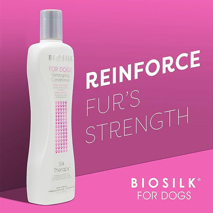 BioSilk for Dogs Silk Therapy Dog Detangling Conditioner, Dog Coat Conditioner to Help Smooth Knots and Tangles and Support Soft Manageable Coats during Routine Grooming, 12 Fl Oz - 6 Pack