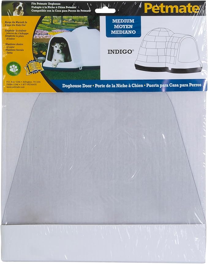 Petmate Indigo Vinyl Doghouse Door, Fits Petmate Medium Indigo Doghouse, White, Made in USA, 12.6" x 12.22"