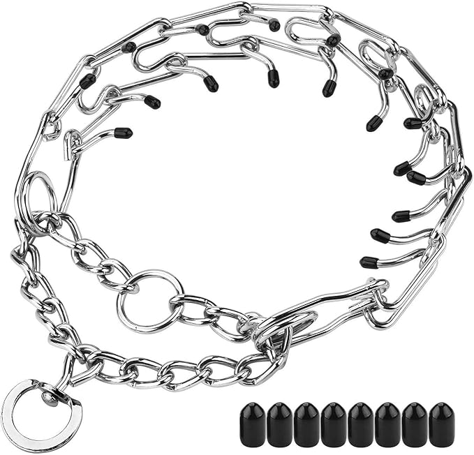 Prong Collars for Dogs, No Pull Dog Collar, Dog Training Collar for Small Dogs, Stainless Steel Adjustable with Comfort Rubber Tips (Small, 2.5mm, 15.6-Inch)