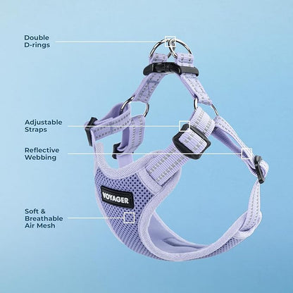 Best Pet Supplies Voyager Adjustable Step-in Flex Breathable Mesh Dog Harness for Small Medium Large Dogs (Lavender), S