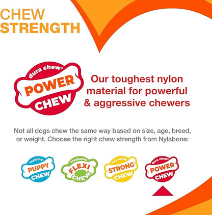 Nylabone Original Bone Power Chew Toy for Dogs, Durable Dog Toys for Aggressive Chewers, Basted Blast Chicken Flavor, Large - Up to 50 lbs, 2 Pack