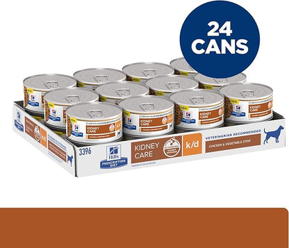 Hill's Prescription Diet k/d Kidney Care Chicken & Vegetable Stew Wet Dog Food, Veterinary Diet, 5.5 oz. Cans, 24-Pack