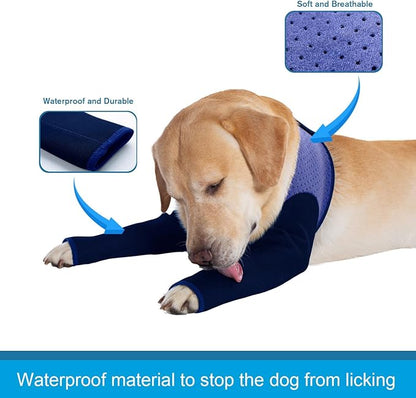 Coodeo Dog Recovery Sleeves, Cone Collar Alternative, Abrasion Resistant Dog Recovery Suit, Washable 2.5mm Thick and Waterproof, Pet Wounds Prevent Licking, Biting (Purple, M)
