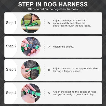 BEAUTYZOO Step in Dog Harness Collar and Leash Set for Small Medium Large Dogs, No Pull No Choke Puppy Harness, Soft Mesh Reflective Pet Padded Vest Adjustable for Doggie Girl or Boy,Chihuahua, Yorkie