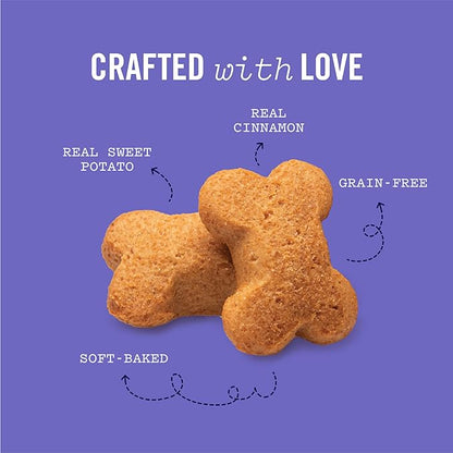 Three Dog Bakery Grain-Free “Woof”ers Sweet Potato Dog Treats - Soft-Baked Dog Biscuits for Sensitive Tummies, Human-Inspired Dog Treats, Dog Treats for Puppy Training with Real Ingredients