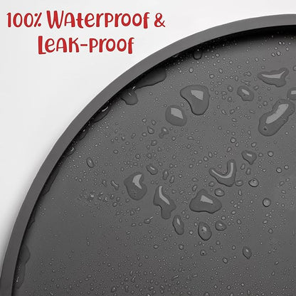 DogBuddy Dog Food Mat - Waterproof Dog Bowl Mat, Silicone Pet Mat for Food and Water Bowls, Nonslip Pet Feeding Mat with Edges, Dogs Food Mats for Floors, Puppy Supplies (Small, Gray)