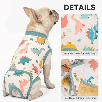 cyeollo Dog Surgery Recovery Suit for Female Male Dogs, Soft Dog Onesie After Spayed Neuter, E-Collar & Cone Alternative, Surgical Body Suits Anti-Licking Wound for Small Dogs Neuter, Dinosaur XS