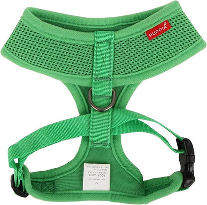 Puppia Soft Dog Harness No Choke Over-The-Head Triple Layered Breathable Mesh Adjustable Chest Belt and Quick-Release Buckle, Green, XX-Large