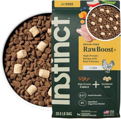 Instinct RawBoost, Natural Dry Dog Food with FreshDried Raw, High Protein, Grain-Free Recipe - Real Chicken, 20 lb. Bag